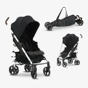 Bobbie Buggy - Paraplu Buggy - 5-Punts Gordel - Draagtas - Geschikt voor Kinderen tot 22 kg - Verstelbare rugleuning - Zwart - Wit Frame